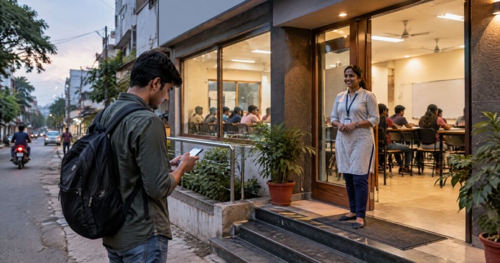 Optimised Google Business Profile for a coaching centre with photos, category and reviews.