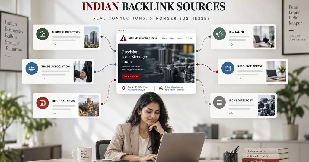 Indian backlink sources including business directories industry sites and digital PR